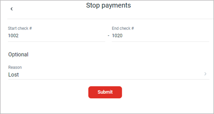 stop payment range