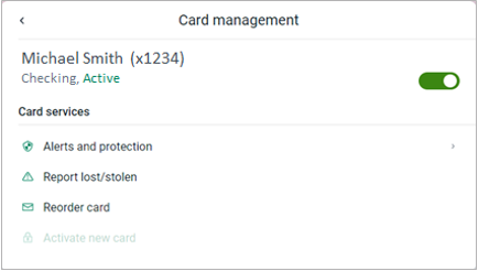 imagen de gestión de tarjeta