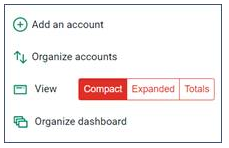 Online banking dashboard personalize