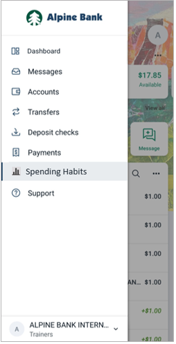 Spending Habits en la aplicación móvil