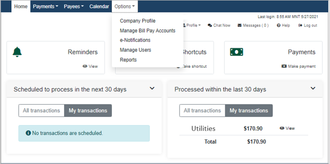 Configuración de opciones