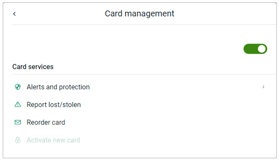 imagen de gestión de tarjeta