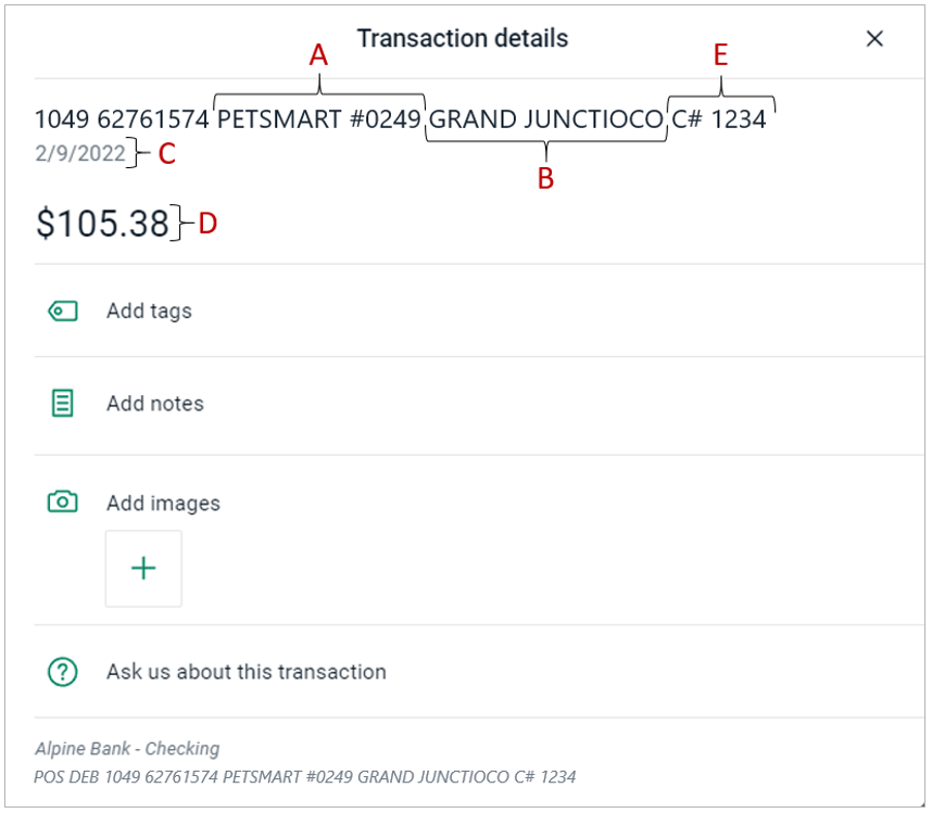 transaction details