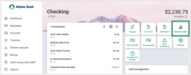 Spending Habits - Online Banking