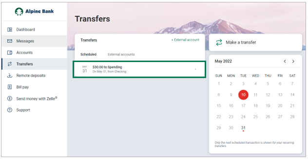 Eliminar una transferencia