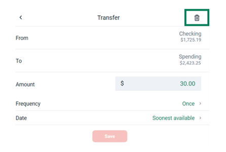 eliminar una transferencia