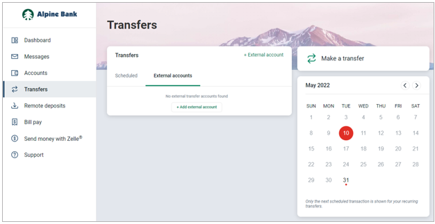 Transferencias - Agregar una cuenta externa