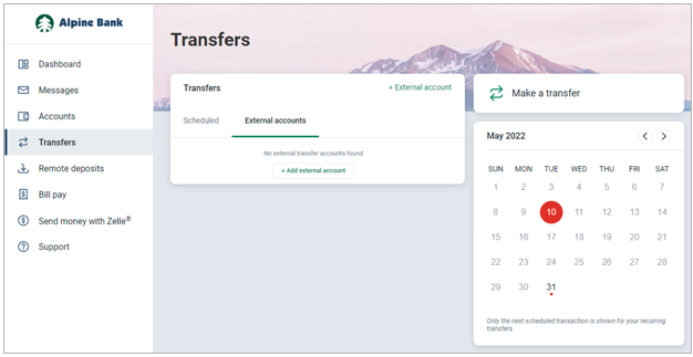 Transfers - Add External Account