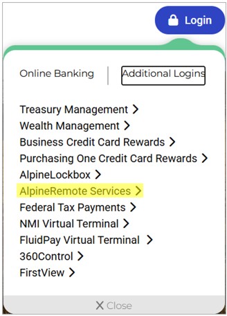 login to AlpineRemote Services