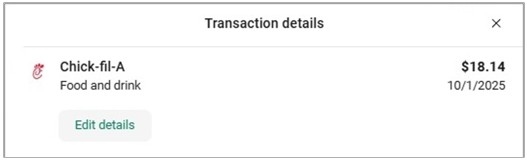 transaction details